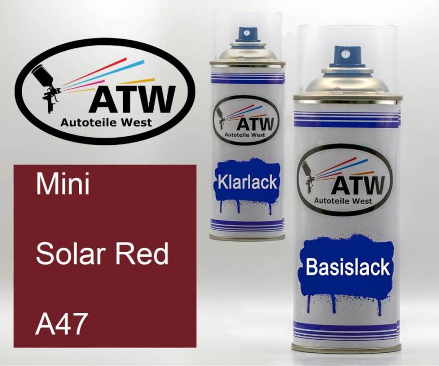 Mini, Solar Red, A47: 400ml Sprühdose + 400ml Klarlack - Set, von ATW Autoteile West.